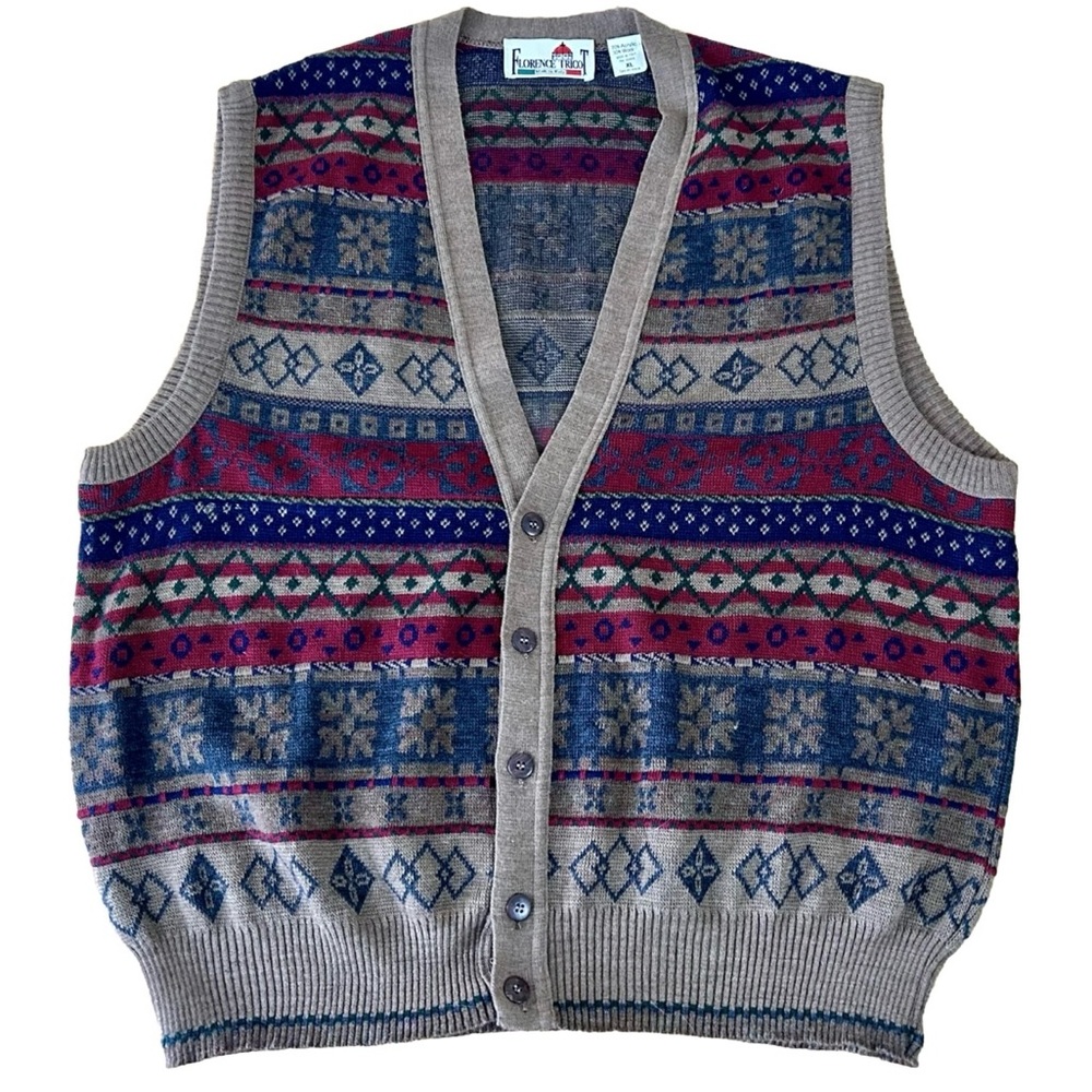 Florence Tricot Made in Italy Men’s Button V-Neck Button Sweater Vest Sz XL